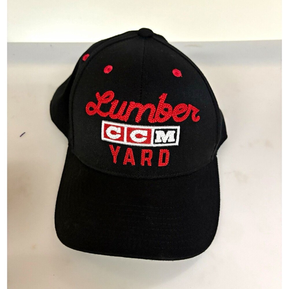 CCM Lumber Yard Hockey Snapback Hat Cap Black Red OSFA Structured Adult